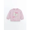 LCW Kids Lila Bisiklet Yaka Kalın Baskılı Kız Çocuk Sweatshirt