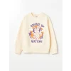 LCW Kids Bej Bisiklet Yaka Kız Çocuk Kalın Sweatshirt