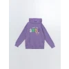 LCW Kids Mor Kapüşonlu Kız Çocuk Kalın Sweatshirt
