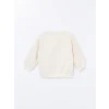 LCW Kids Bej Bisiklet Yaka Kalın Çiçekli Kız Çocuk Sweatshirt