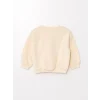 LCW Kids Ekru Bisiklet Yaka Kalın Baskılı Kız Çocuk Sweatshirt