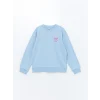 LCW Kids Mavi Bisiklet Yaka Kız Çocuk Kalın Sweatshirt