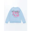 LCW Kids Mavi Bisiklet Yaka Kız Çocuk Kalın Sweatshirt