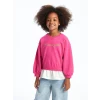 LCW Kids Fuşya Bisiklet Yaka Uzun Kollu Baskılı Kız Bebek Sweatshirt