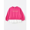 LCW Kids Fuşya Bisiklet Yaka Uzun Kollu Baskılı Kız Bebek Sweatshirt