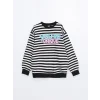 LCW Kids Siyah Bisiklet Yaka Kız Çocuk Kalın Sweatshirt