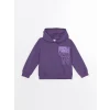 LCW Kids Mor Kapüşonlu Kız Çocuk Kalın Sweatshirt