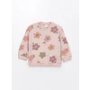 LCW Kids Ekru Bisiklet Yaka Uzun Kollu Çiçekli Kız Çocuk Sweatshirt