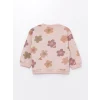 LCW Kids Ekru Bisiklet Yaka Uzun Kollu Çiçekli Kız Çocuk Sweatshirt