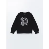 LCW Kids Siyah Bisiklet Yaka Kız Çocuk Kalın Sweatshirt