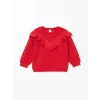 LCW Kids Kirmizi Bisiklet Yaka Kalın Kız Bebek Sweatshirt