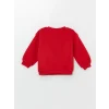 LCW Kids Kirmizi Bisiklet Yaka Kalın Kız Bebek Sweatshirt