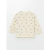 LCW Kids Ekru Bisiklet Yaka Kalın Baskılı Kız Bebek Sweatshirt
