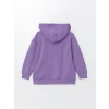 LCW Kids Mor Kapüşonlu Kız Çocuk Kalın Sweatshirt