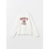 LCW Kids Ekru Bisiklet Yaka Kız Çocuk Sweatshirt