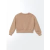 LCW Kids Kahverengi Bisiklet Yaka Kız Çocuk Kalın Sweatshirt