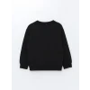 LCW Kids Siyah Bisiklet Yaka Kız Çocuk Kalın Sweatshirt