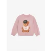 LCW Kids Pembe Bisiklet Yaka Baskılı Uzun Kollu Kız Çocuk Sweatshirt