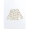 LCW baby Ekru Bisiklet Yaka Uzun Kollu Çiçekli Bluz ve Tayt 2li Takım