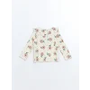 LCW baby Ekru Bisiklet Yaka Uzun Kollu Çiçekli Bluz ve Tayt 2li Takım