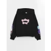 LCW Kids Siyah Kapüşonlu Kız Çocuk Kalın Sweatshirt