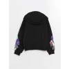 LCW Kids Siyah Kapüşonlu Kız Çocuk Kalın Sweatshirt