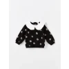 LCW Kids Siyah Bebe Yaka Kalın Çiçekli Kız Çocuk Sweatshirt