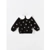 LCW Kids Siyah Bebe Yaka Kalın Çiçekli Kız Çocuk Sweatshirt