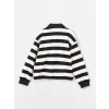 LCW Kids Siyah Polo Yaka Çizgili Uzun Kollu Kız Çocuk Sweatshirt