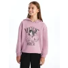 LCW Kids Lila Kapüşonlu Kız Çocuk Kalın Sweatshirt
