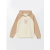 LCW Kids Bej Kapüşonlu Kız Çocuk Kalın Sweatshirt