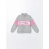 LCW Kids Gri Dik Yaka Baskılı Uzun Kollu Kız Çocuk Sweatshirt