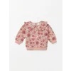 LCW baby Pembe Bebe Yaka Uzun Kollu Baskılı Kız Bebek Sweatshirt ve Tayt 2li Takım