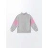 LCW Kids Gri Dik Yaka Baskılı Uzun Kollu Kız Çocuk Sweatshirt