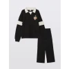 LCW Kids Siyah Polo Yaka Kız Çocuk Sweatshirt ve Pantolon