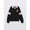 LCW Kids Siyah Polo Yaka Kız Çocuk Sweatshirt ve Pantolon