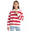 LCW Kids Kirmizi Polo Yaka Kız Çocuk Kalın Sweatshirt