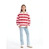 LCW Kids Kirmizi Polo Yaka Kız Çocuk Kalın Sweatshirt