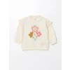 LCW baby Ekru Bisiklet Yaka Uzun Kollu Baskılı Kız Bebek Sweatshirt ve Tayt 2li Takım