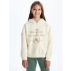 LCW Kids Bej Kapüşonlu Kız Çocuk Kalın Sweatshirt