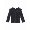 LCW Kids Siyah Bisiklet Yaka Baskılı Kız Çocuk Bluz ve Tayt 2li Takım
