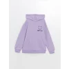 LCW Kids Lila Kapüşonlu Kız Çocuk Kalın Sweatshirt