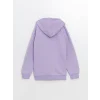 LCW Kids Lila Kapüşonlu Kız Çocuk Kalın Sweatshirt