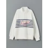 LCW Kids Ekru Dik Yaka Kız Çocuk Sweatshirt