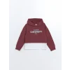 LCW Kids Bordo Kapüşonlu Baskılı Kız Çocuk Sweatshirt ve Eşofman Alt 2li Takım
