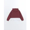 LCW Kids Bordo Kapüşonlu Baskılı Kız Çocuk Sweatshirt ve Eşofman Alt 2li Takım