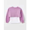 LCW Kids Lila Bisiklet Yaka Baskılı Uzun Kollu Kız Çocuk Sweatshirt