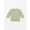 LCW baby Yeşil Bisiklet Yaka Uzun Kollu Baskılı Kız Bebek Sweatshirt ve Tayt 2li Takım