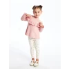 LCW baby Pembe Bisiklet Yaka Uzun Kollu Nakışlı Kız Bebek Bluz ve Tayt Pantolon 2li Takım