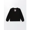 LCW Kids Siyah Baskılı Kız Çocuk Kalın Sweatshirt